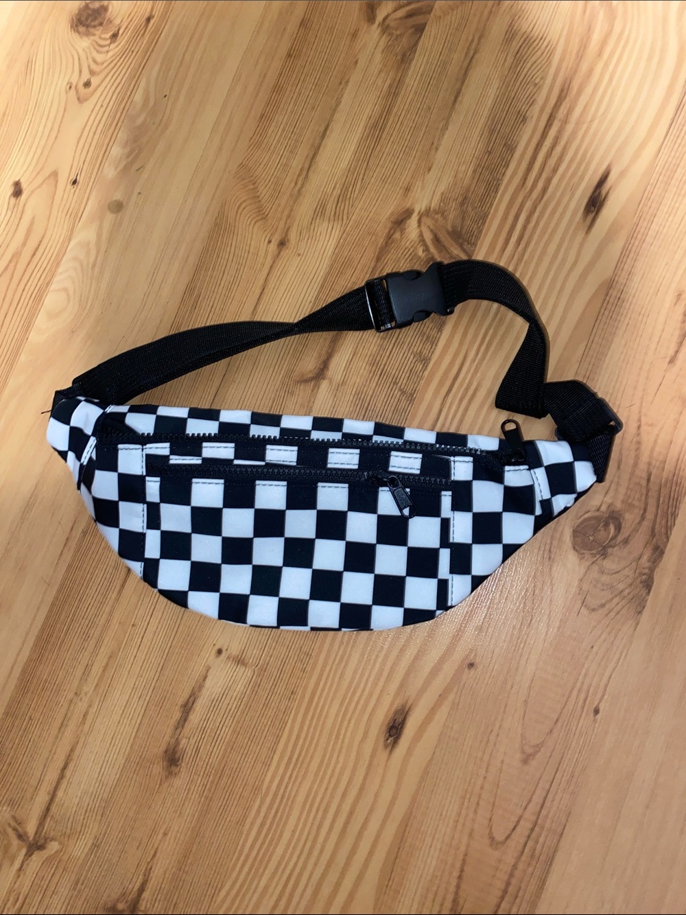 Black & White Checkerboard Belt Bag - Women
